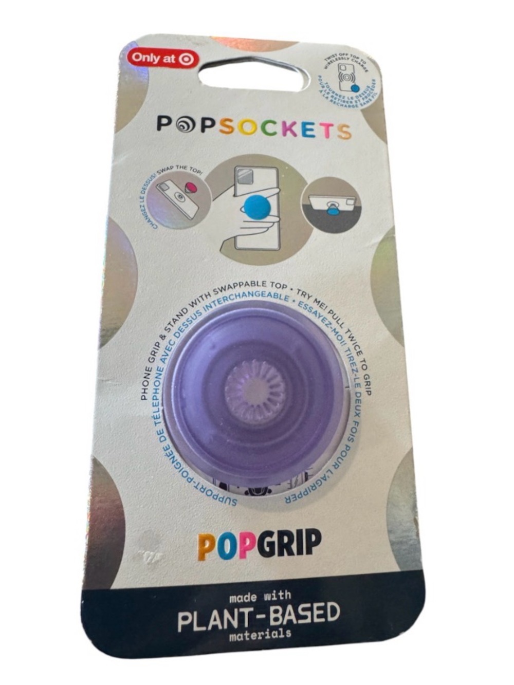 PopSocket PopGrip Phone Grip - Light Purple Swappable Top
